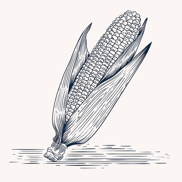 Free vector hand drawn corn on the cob drawing illustration