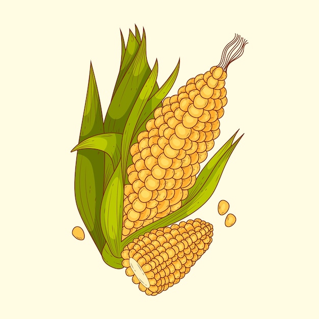 Free vector hand drawn corn on the cob drawing illustration