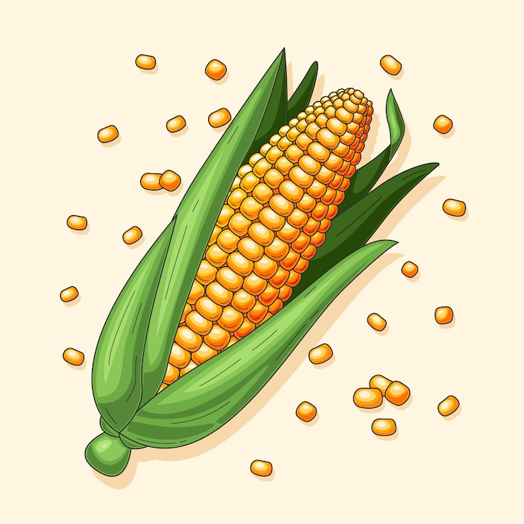無料Vector 手で描かれたトウモロコシのコブの絵
