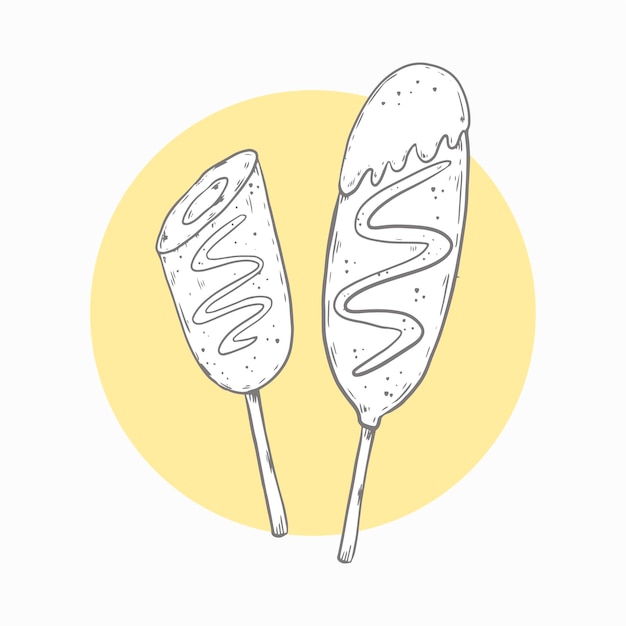 Hand drawn corn dog illustration