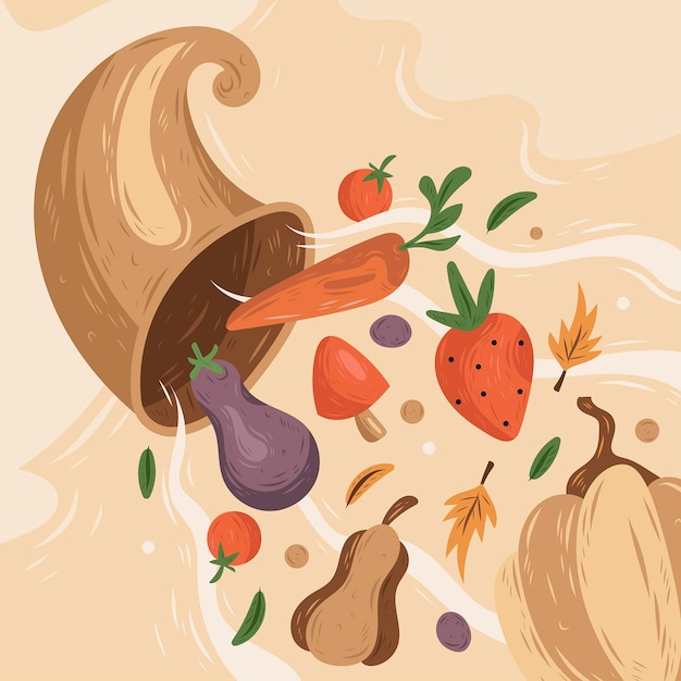 Illustrazione di cornucopia disegnata a mano