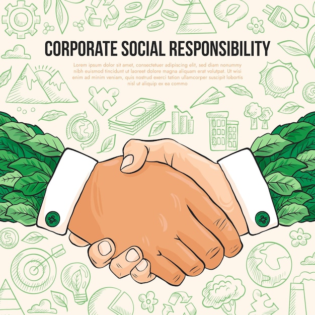 손으로 그린 기업의 사회적 책임 개념
