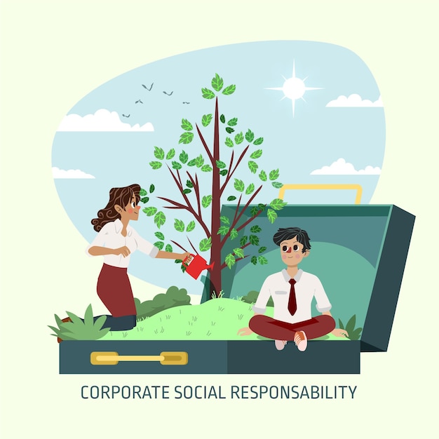 Бесплатное векторное изображение Нарисованная рукой концепция корпоративной социальной ответственности
