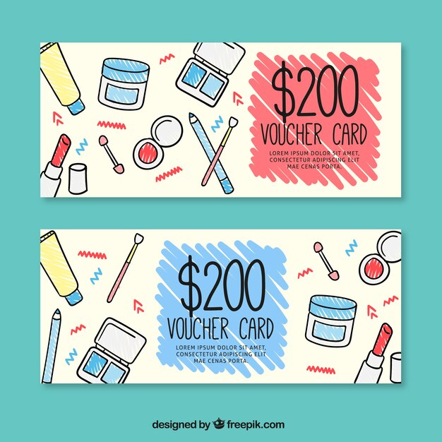 Hand drawn cosmetics products discount banners 