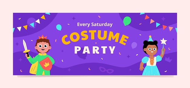 Hand drawn costume party facebook cover