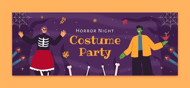 Hand drawn costume party  facebook cover