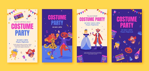 Hand drawn costume party  instagram stories