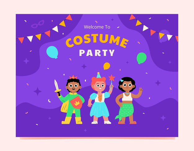 Hand drawn costume party photocall