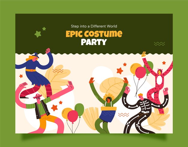 Hand drawn costume party photocall