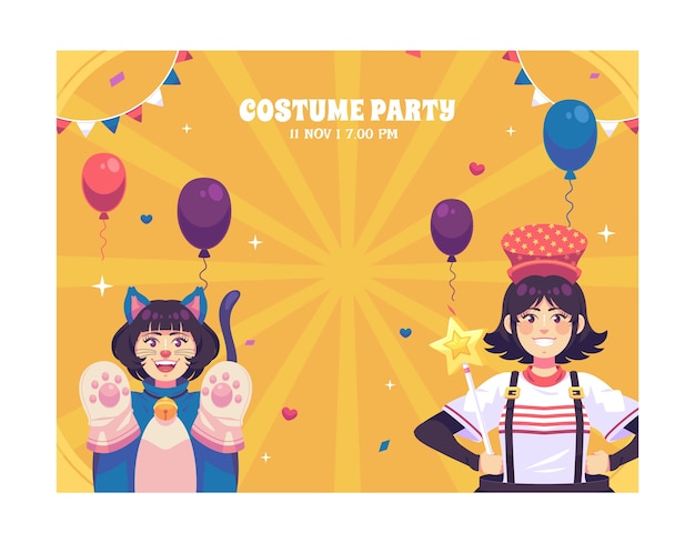 Free vector hand drawn costume party photocall