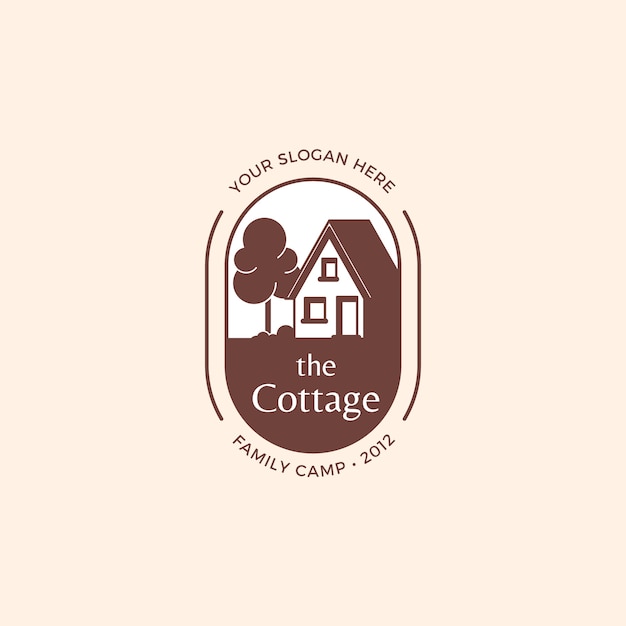Hand drawn cottage building logo