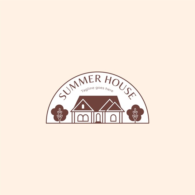 Hand drawn cottage building logo