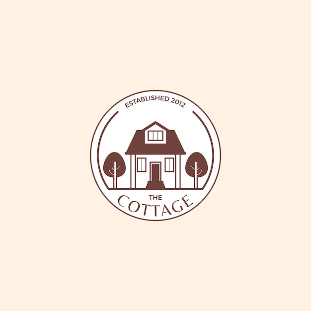 Logo dell'edificio cottage disegnato a mano