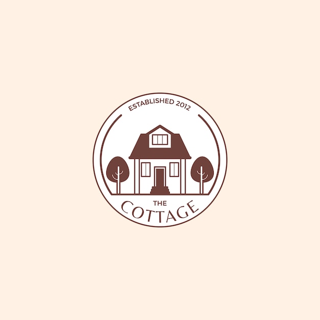 Hand drawn cottage building logo