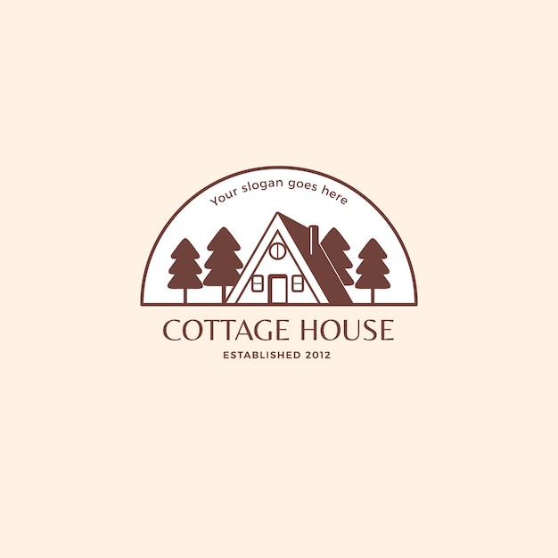 Hand drawn cottage building logo