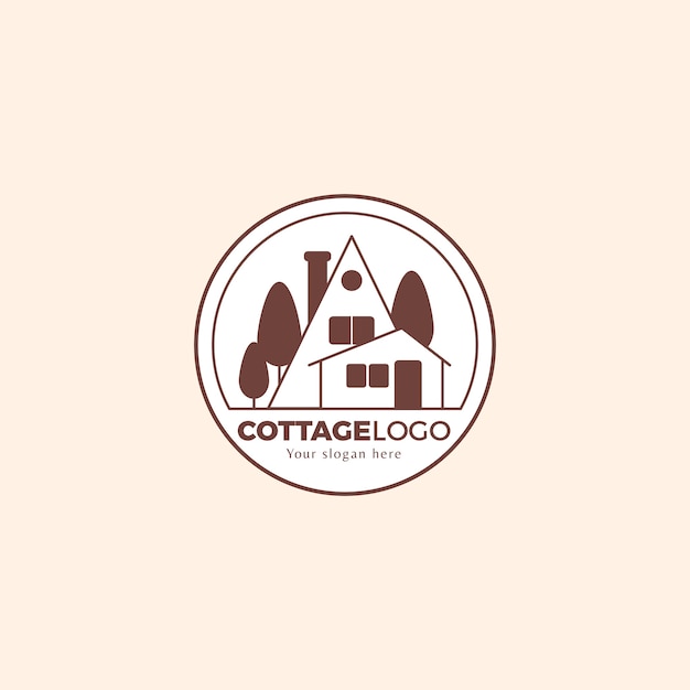 Hand drawn cottage building logo