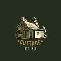 Vettore gratuito design del logo del cottage disegnato a mano