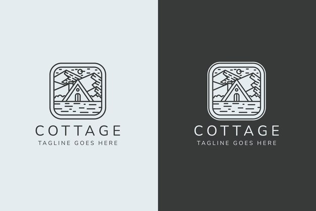 Hand drawn cottage logo template