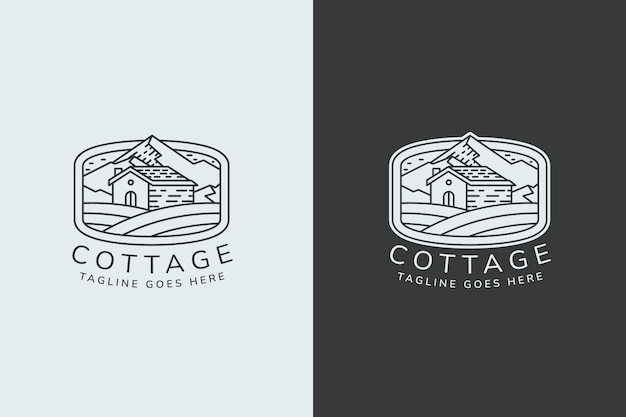 Vettore gratuito modello di logo cottage disegnato a mano