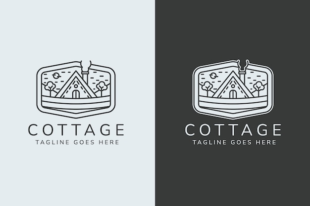 Vettore gratuito modello di logo cottage disegnato a mano