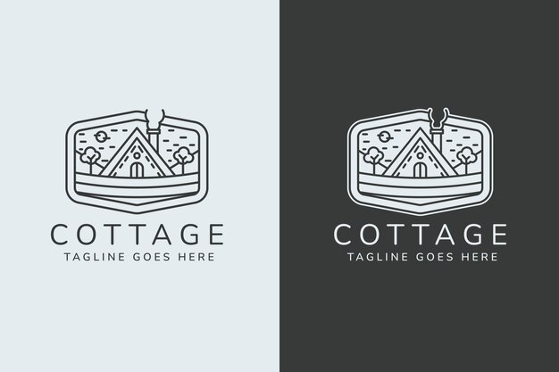 Hand drawn cottage logo template