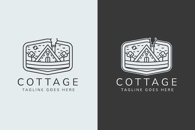 Hand drawn cottage logo template