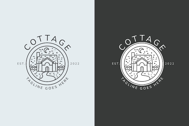 Vettore gratuito modello di logo cottage disegnato a mano