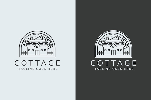 Hand drawn cottage logo template