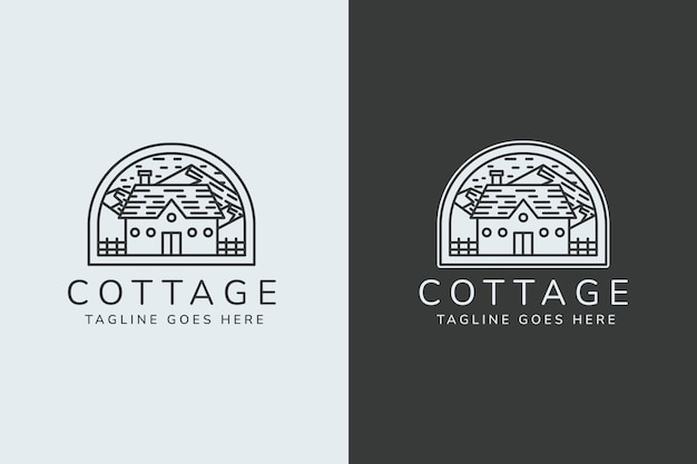 Vettore gratuito modello di logo cottage disegnato a mano