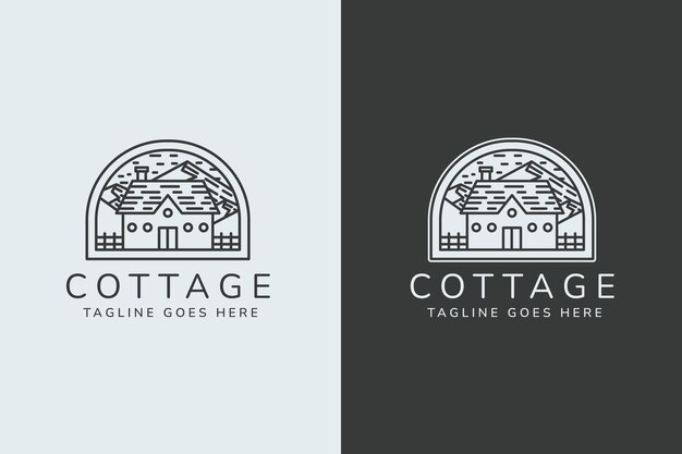 Hand drawn cottage logo template