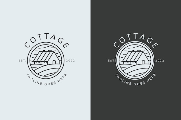 Hand drawn cottage logo template