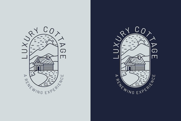 Hand drawn cottage logo template