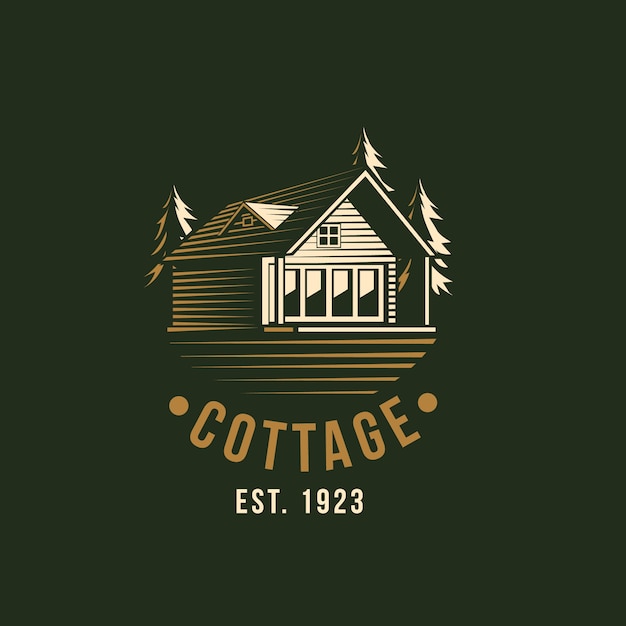 Hand drawn cottage logo template