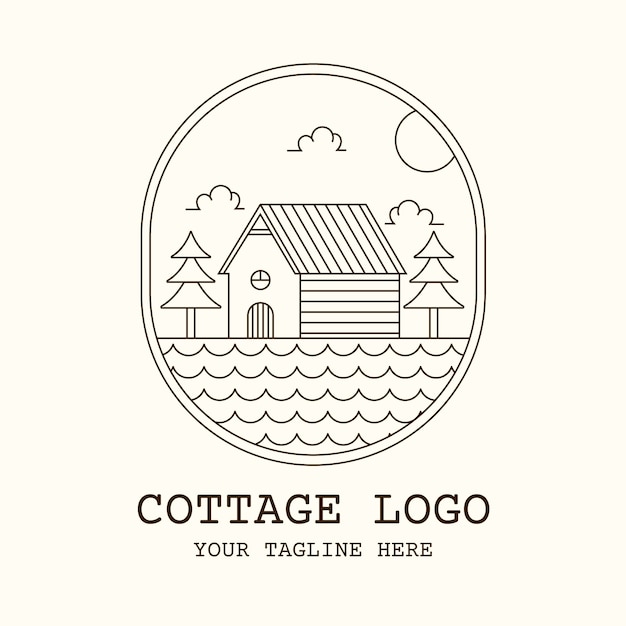 Vettore gratuito logo del cottage disegnato a mano