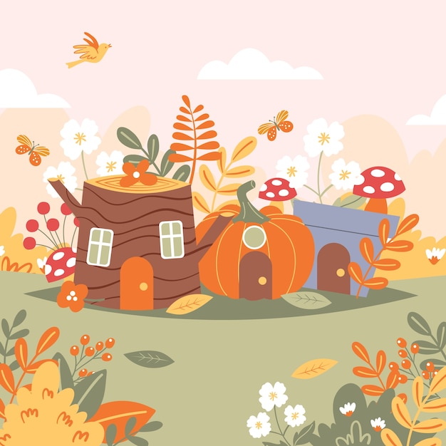 Free vector hand drawn cottagecore illustration