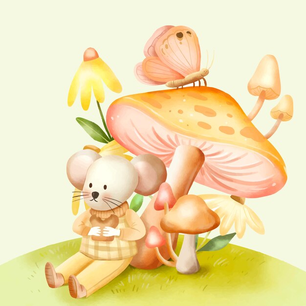 手で描かれたコテージコアのイラスト