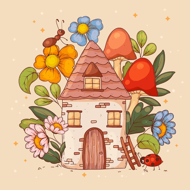 Free vector hand drawn cottagecore illustration