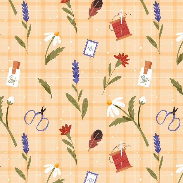 Hand drawn cottagecore pattern design