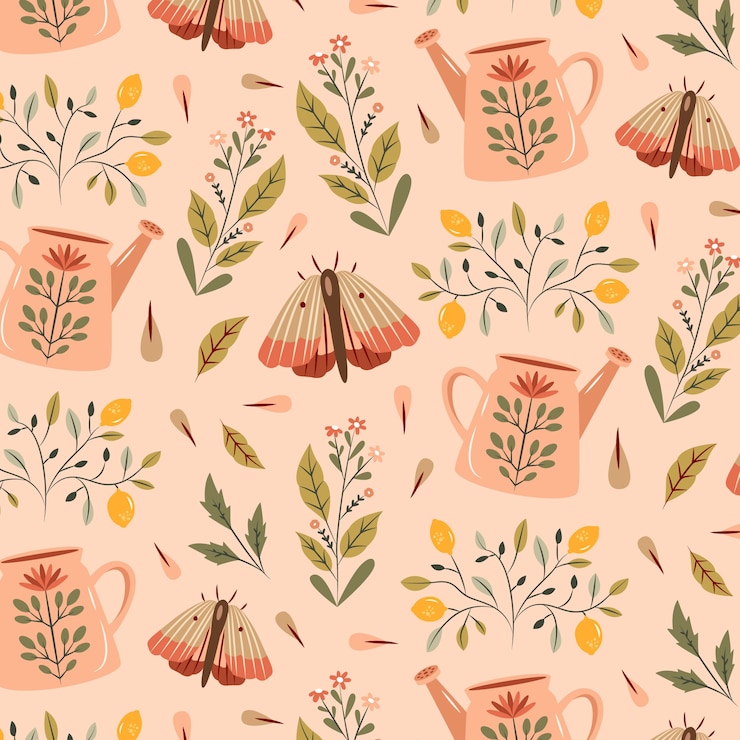 Free Vector hand drawn cottagecore pattern design