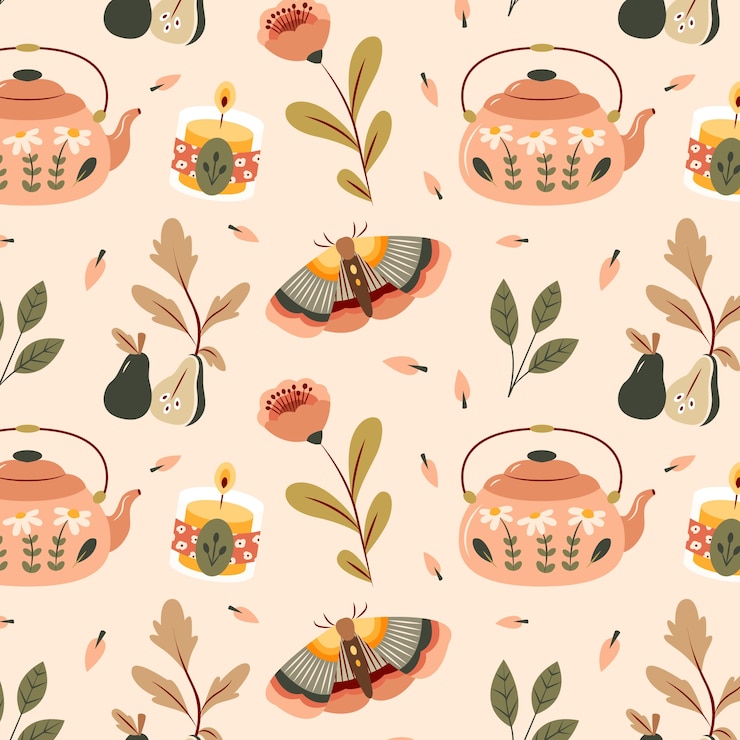 Free Vector hand drawn cottagecore pattern design