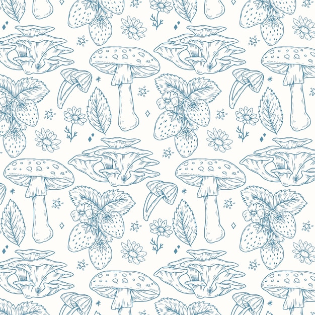 Free vector hand drawn cottagecore pattern design