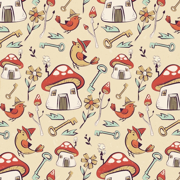 Free vector hand drawn cottagecore pattern illustration