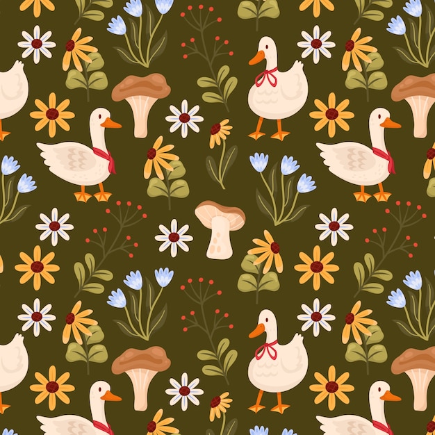 Free vector hand drawn cottagecore pattern