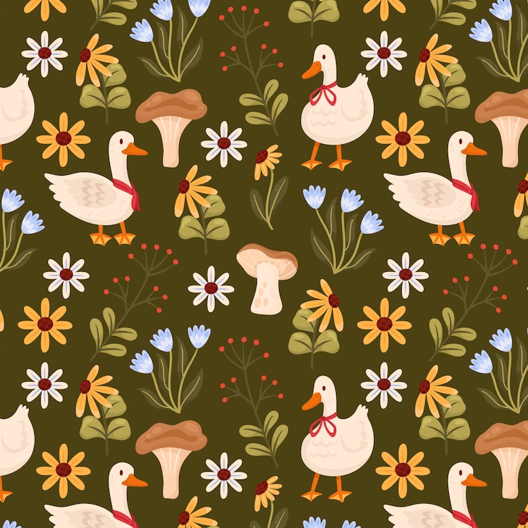 Free Vector hand drawn cottagecore pattern