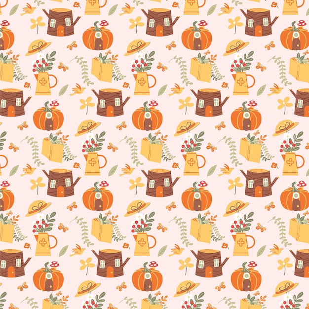 Free vector hand drawn cottagecore pattern