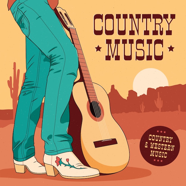 Vettore gratuito illustrazione di musica country disegnata a mano