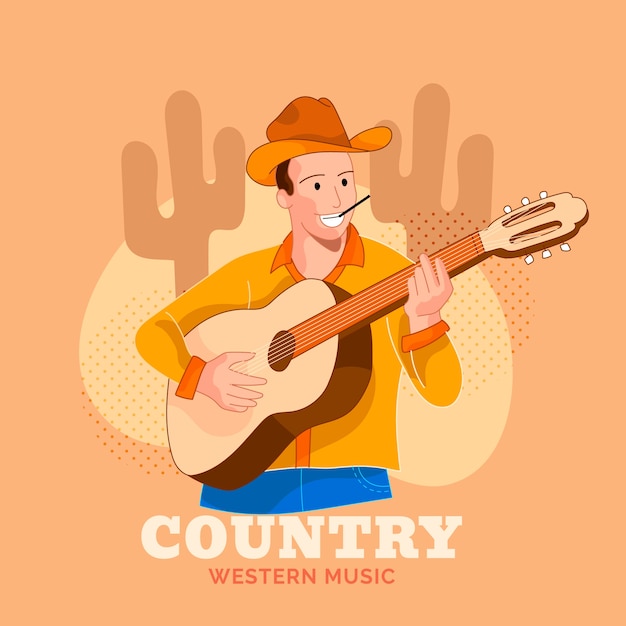 Vettore gratuito illustrazione di musica country disegnata a mano