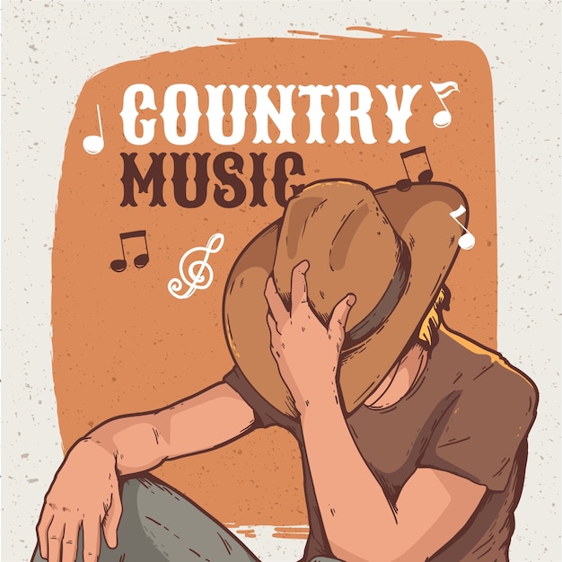 Vettore gratuito illustrazione di musica country disegnata a mano