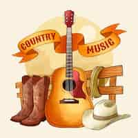 Free vector hand drawn country music illustration