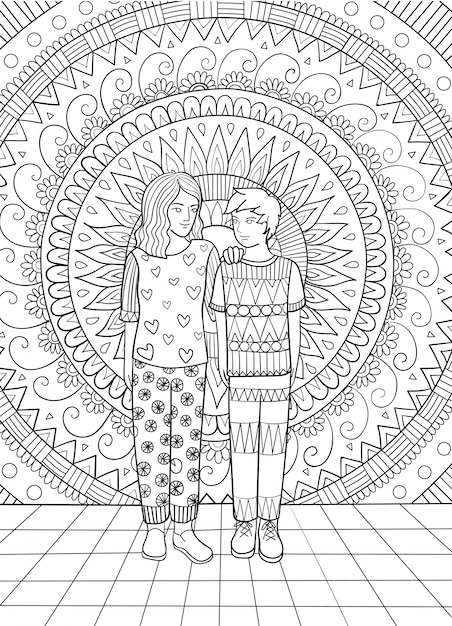 Hand drawn couple background